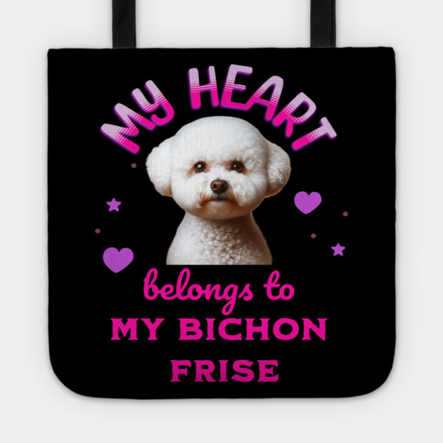 My Heart Belongs to my Bichon Frise Tote by BirdsnStuff