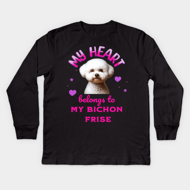 My Heart Belongs to my Bichon Frise Kids Long Sleeve T-Shirt by BirdsnStuff