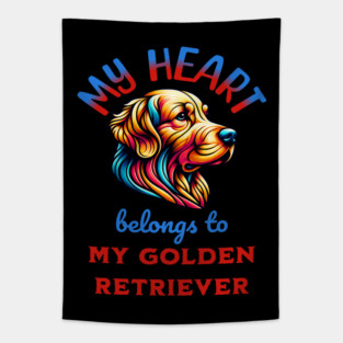 My Heart Belongs to my Golden Retriever Tapestry