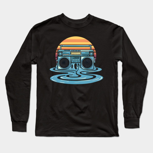Boombox Sunset Long Sleeve T-Shirt by MakerMind8.2