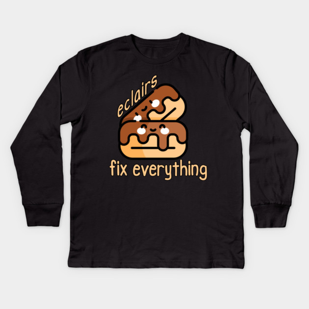 Kawaii Eclairs Fix Everything Kids Long Sleeve T-Shirt by HolidayBug