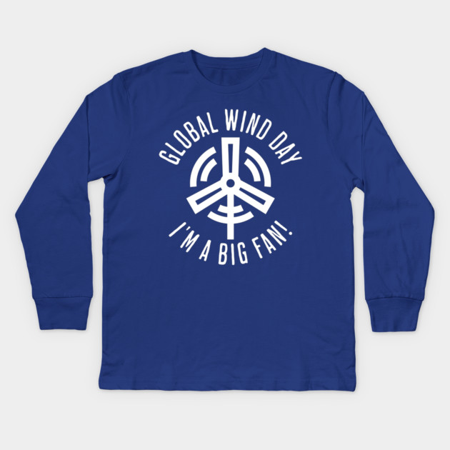Global Wind Day Fan Pun Kids Long Sleeve T-Shirt by HolidayBug