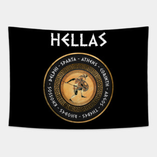 Hellas Ancient Greece Cities Greek Hoplite Symbol Tapestry