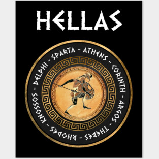 Hellas Ancient Greece Cities Greek Hoplite Symbol Posters and Art