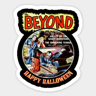 Happy Halloween Dracula Vintage Comic Tee Sticker