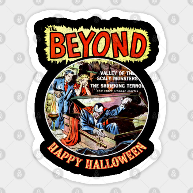 Happy Halloween Dracula Vintage Comic Tee Sticker by Joaddo