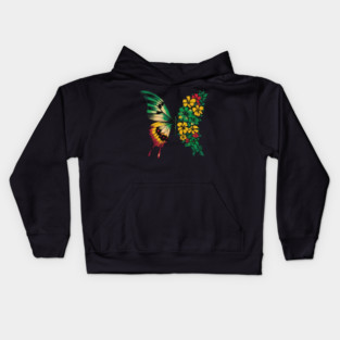 Butterfly Juneteenth Rasta Reggae Jamaica Women Girls Cute Kids Hoodie