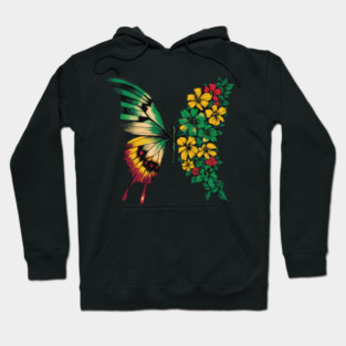 Butterfly Juneteenth Rasta Reggae Jamaica Women Girls Cute Hoodie