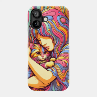 Psychedelic Girl and Cat Phone Case