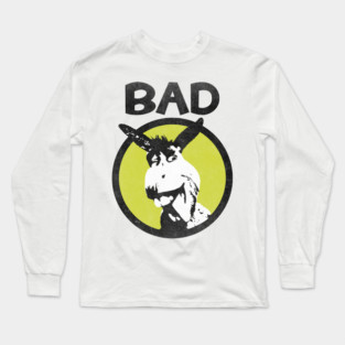 Bad Ass Cartoon Donkey Funny Style Distressed Look Long Sleeve T-Shirt