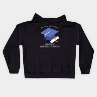 Class of 2024 Happy Graduation Cap - Graduation Celebration Kids Hoodie