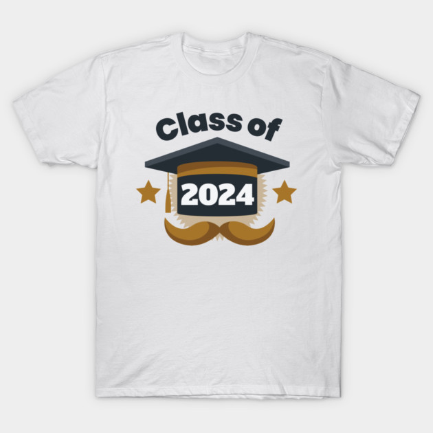 Class of 2024 Moustache Design - Happy Graduation Day Celebration T-Shirt by Clumsy Entrepreneur