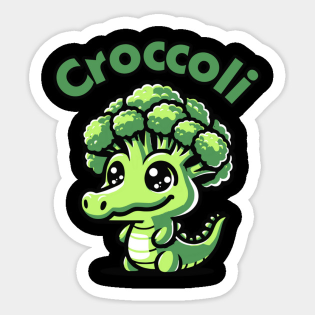 Croccoli T-Shirt: Kawaii Crocodile with Broccoli Head - Cute Pun Tee Sticker by Designed By Marty