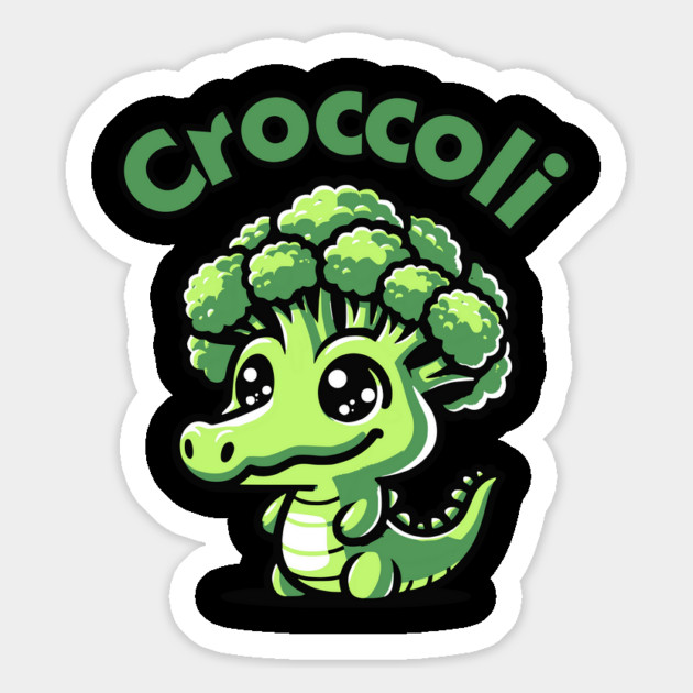 Croccoli T-Shirt: Kawaii Crocodile with Broccoli Head - Cute Pun Tee Magnet by Designed By Marty