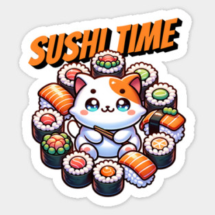 Kawaii Sushi Time Cat Sticker