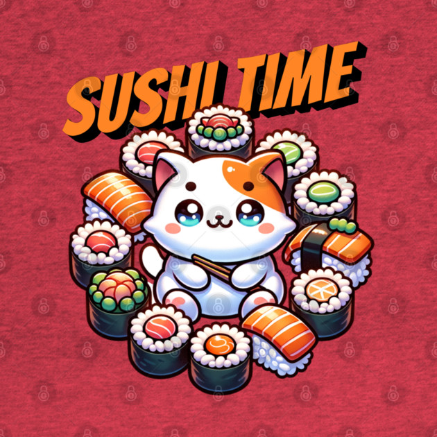 Kawaii Sushi Time Cat by HolidayBug