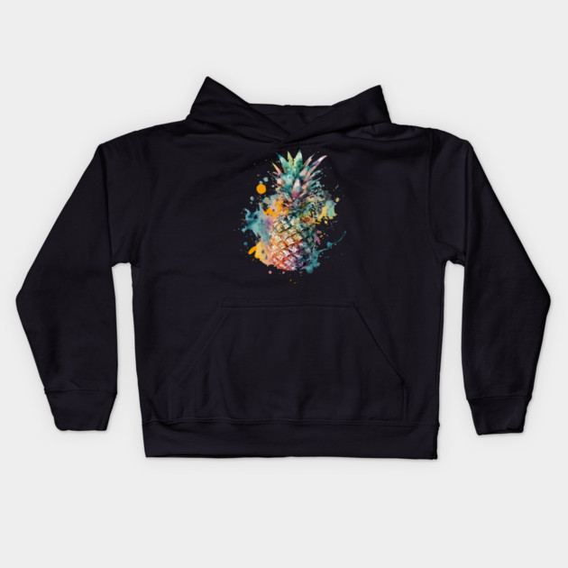 Watercolor Pineapple Kids Hoodie by HolidayBug