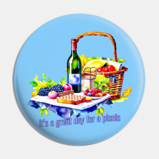 Great Day for Picnic Watercolor Pin