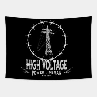 High Voltage Power Lineman Tapestry