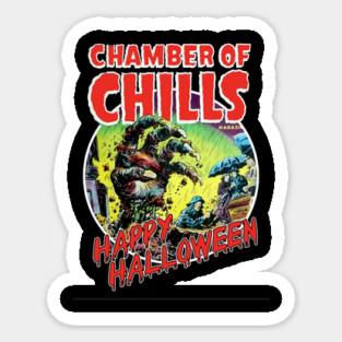 Happy Halloween Chamber of Chills Retro Tee Sticker