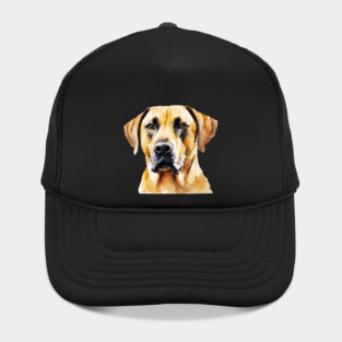 Watercolor Black Mouth Cur Face Hat