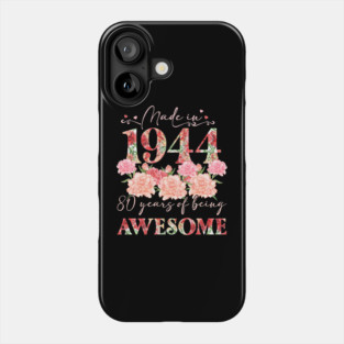 80 Year Old Made In 1944 Floral 80th Birthday Gift For Women Phone Case