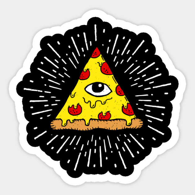 Pizza Illuminati Sticker by dumbshirts