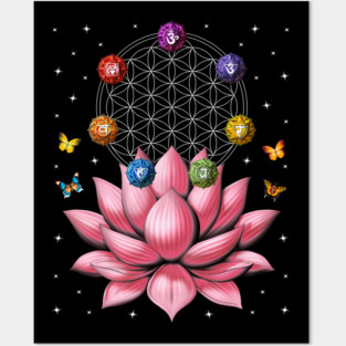 Lotus Flower Of Life Chakras Posters and Art