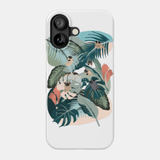 Pugs and Tropical Plants Phone Case