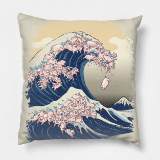 The Great Wave of Pigs Pillow