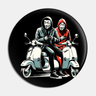 Hackers on Scooters Pin