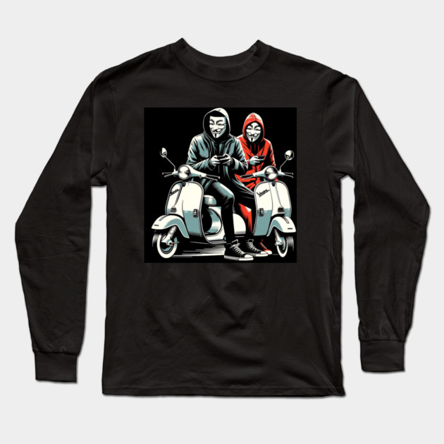 Hackers on Scooters Long Sleeve T-Shirt by Hack The Planet