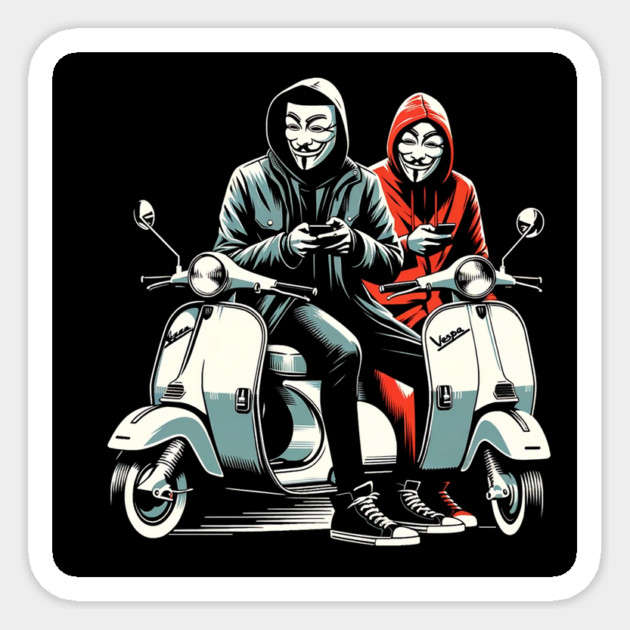 Hackers on Scooters Sticker by Hack The Planet