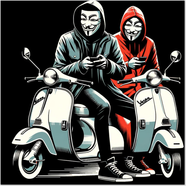 Hackers on Scooters Wall Art by Hack The Planet