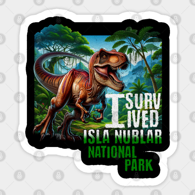 Jurassic Dino I survived National Park Jungle Scene Distressed Look Sticker by Joaddo