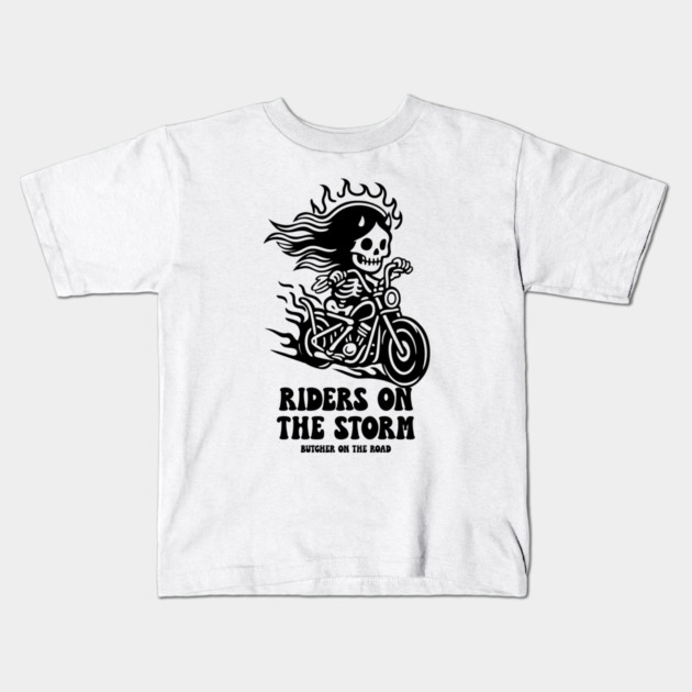 RIDERS ON THE STORM Kids T-Shirt by artslaves