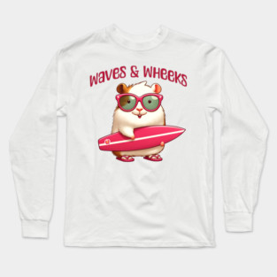 Waves & Wheeks funny summer surfing guinea pigs design Long Sleeve T-Shirt