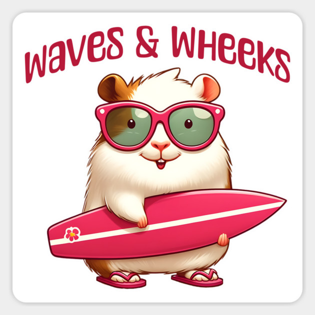 Waves & Wheeks funny summer surfing guinea pigs design Magnet by Luxinda