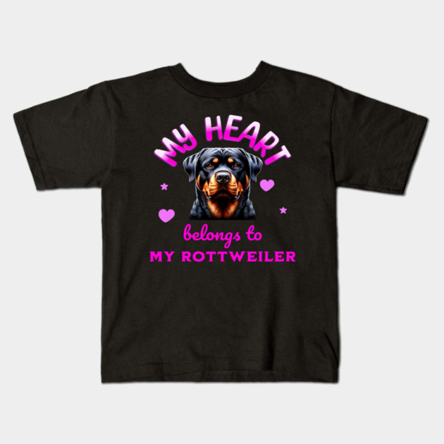 My Heart Belongs to my Rottweiler Kids T-Shirt by BirdsnStuff