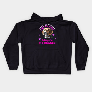 My Heart Belongs to My Beagle Dog Kids Hoodie