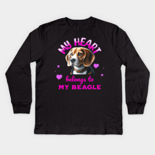 My Heart Belongs to My Beagle Dog Kids Long Sleeve T-Shirt