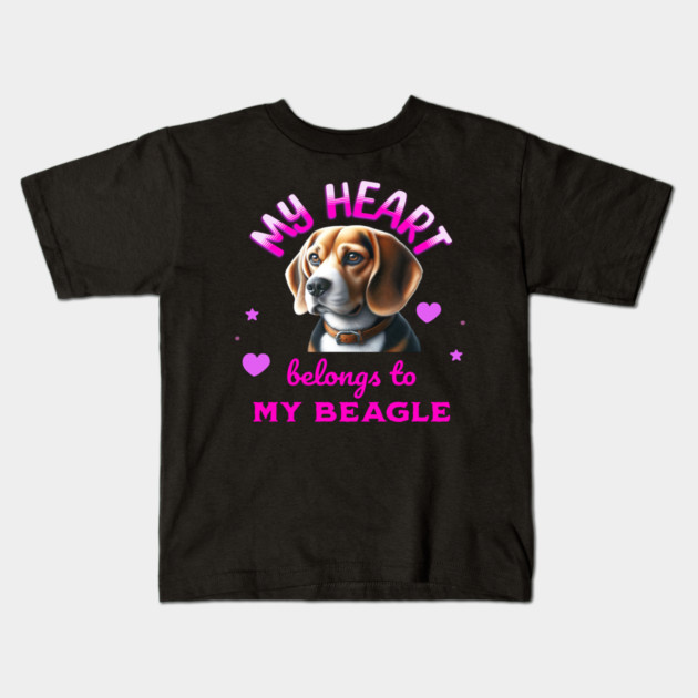 My Heart Belongs to My Beagle Dog Kids T-Shirt by BirdsnStuff