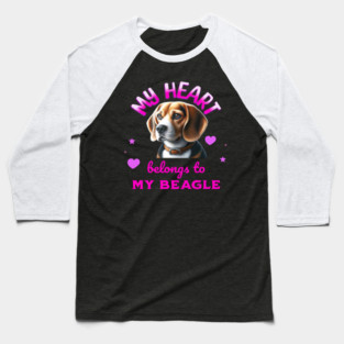 My Heart Belongs to My Beagle Dog Baseball T-Shirt