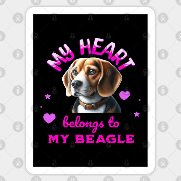 My Heart Belongs to My Beagle Dog Sticker by BirdsnStuff