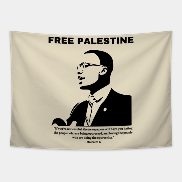 Free Palestine Malcolm X Gaza Tapestry by QuirkyQuest Creations
