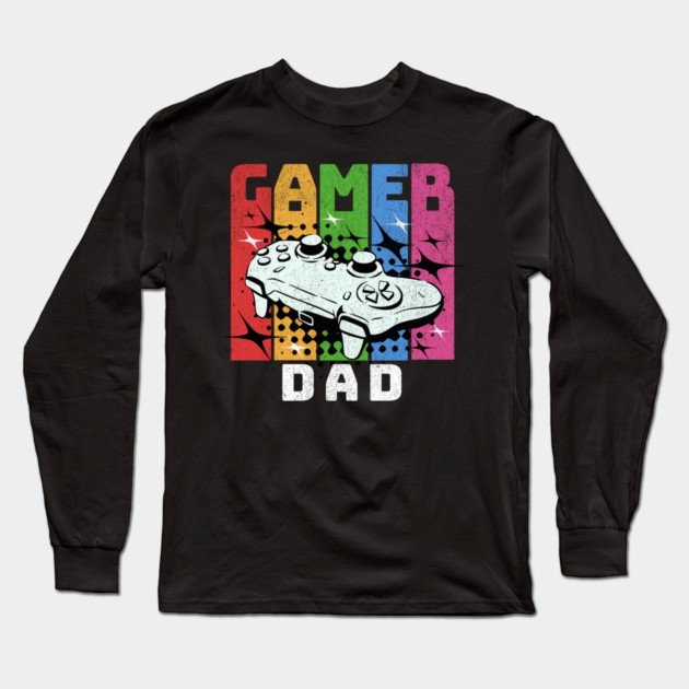 Retro Gamer Dad Long Sleeve T-Shirt by HolidayBug
