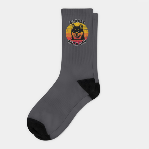 Badass Akita Dad Socks by Luvv Designs
