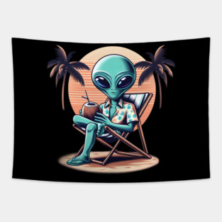 Chill Alien Escape Tapestry