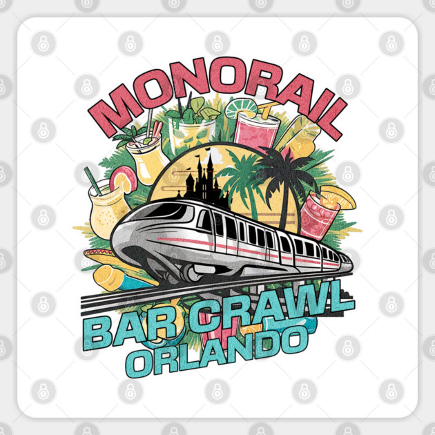 Monorail Bar Crawl around seven seas lagoon Poly, Contemporary, and Grand Floridia Sticker by Joaddo