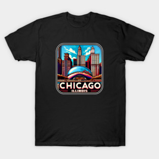 Chicago Illinois Souvenir The Bean Cloud Gate T-Shirt